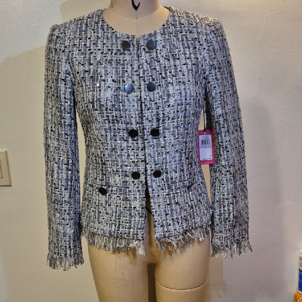Vince Camuto Blue,grey  and White Tweed Blazer